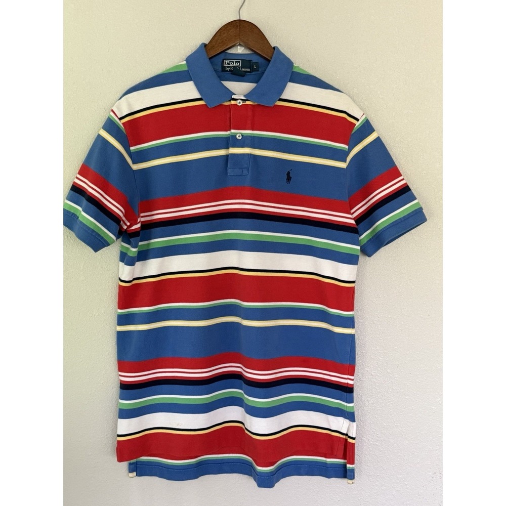 Polo By Ralph Lauren Men's Colorful Striped Polo Shirt Size L